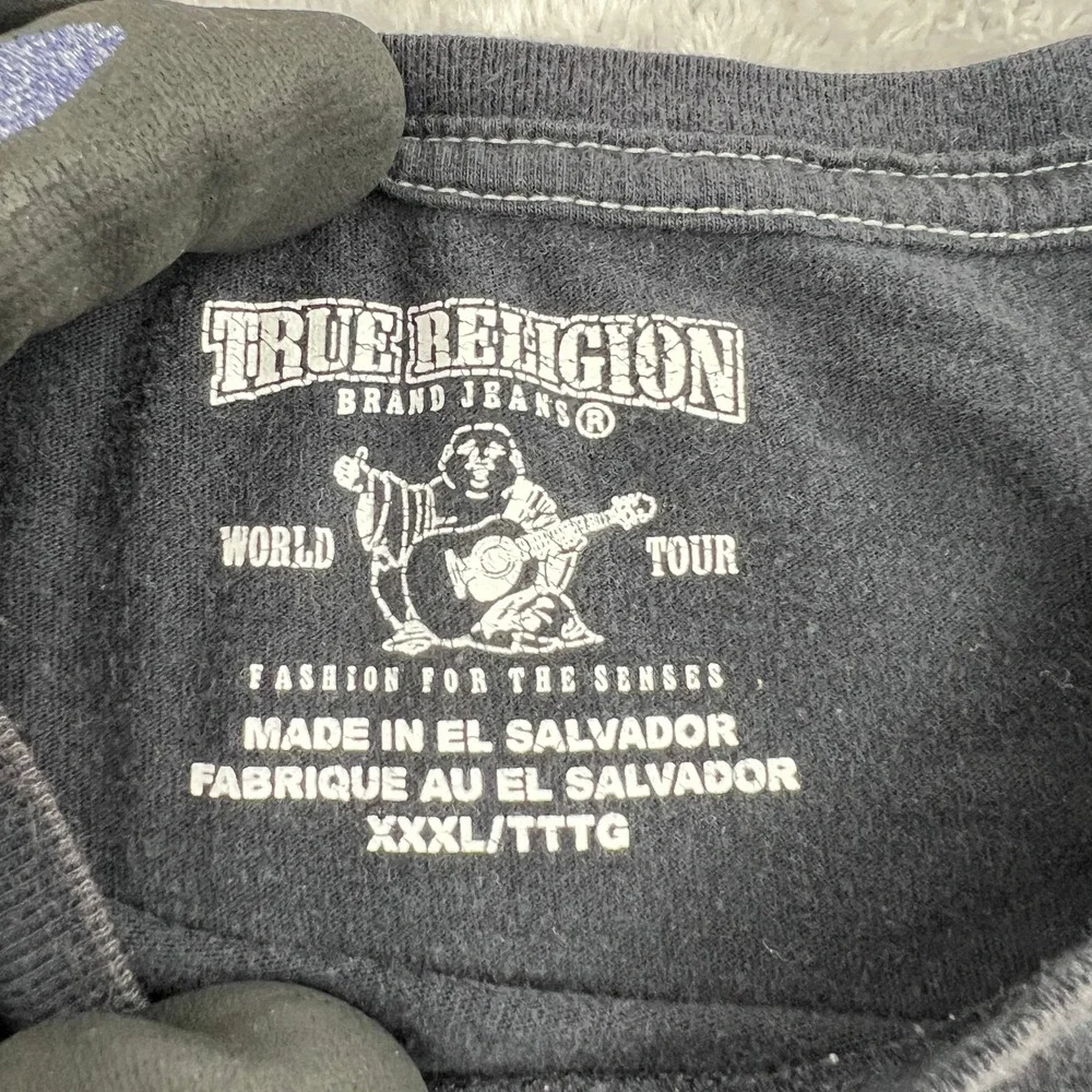 True Religion Drip Graphic Long Sleeve Tee 3XL Black Men Streetwear World Tour